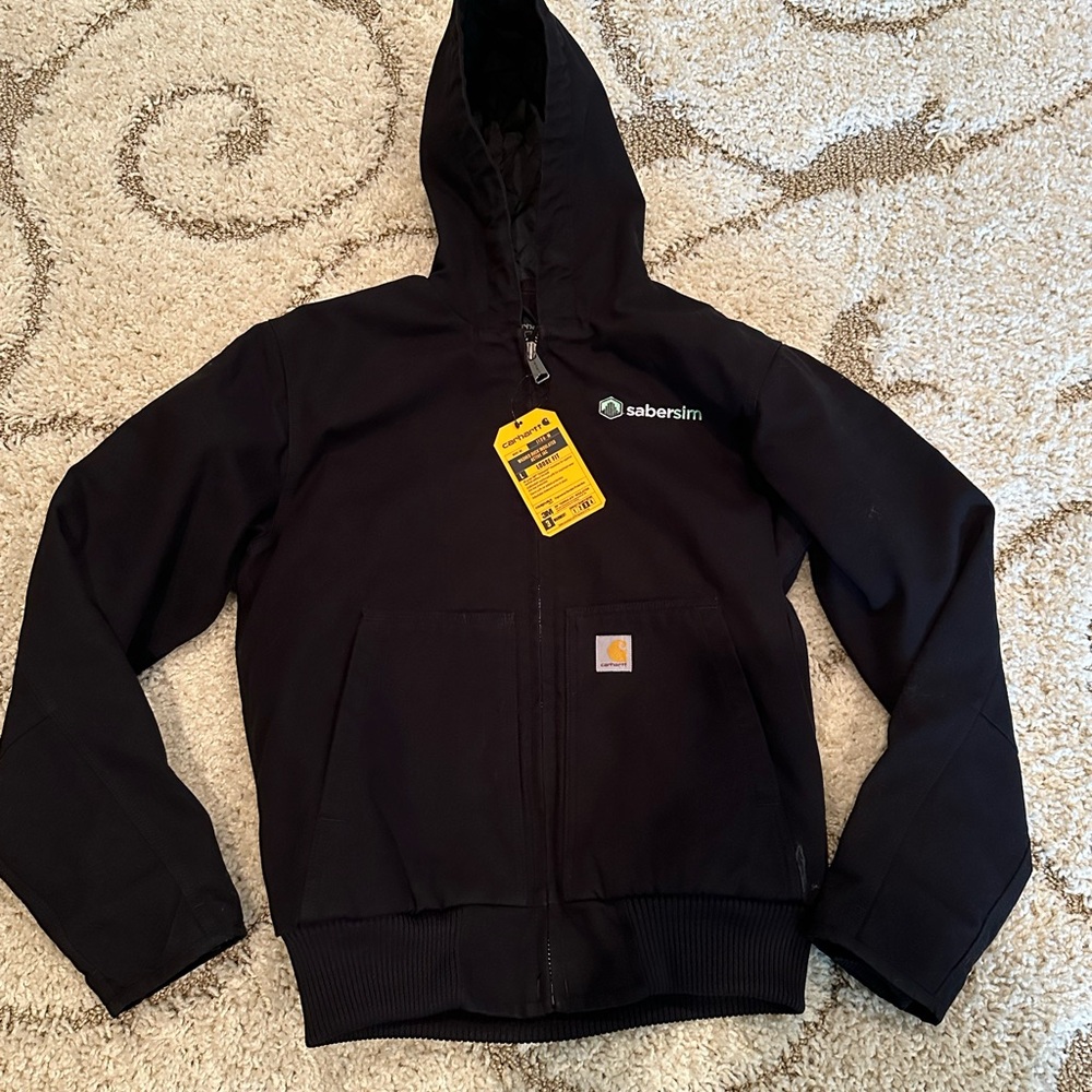 Adult sz Sm Heavy Carhartt duck down hood coat jacket Sabersim black new nwt
